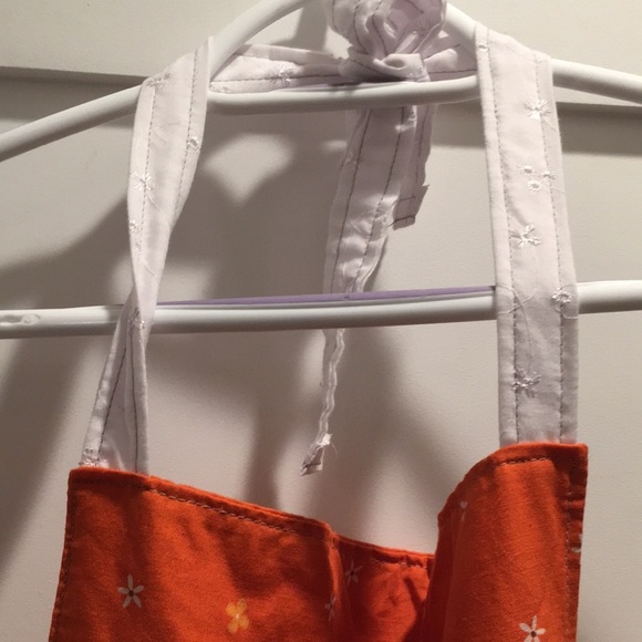 Darling vintage orange floral eyelet lace apron​ - Picture 6 of 8